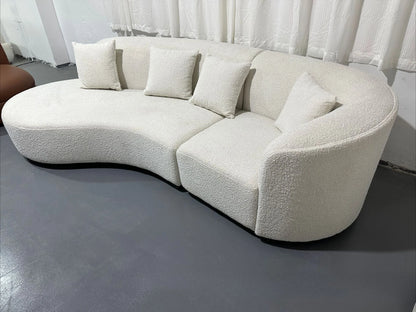 Italian minimalist sofa small apartment light luxury curved sofa moon arc cashew cream style fabric