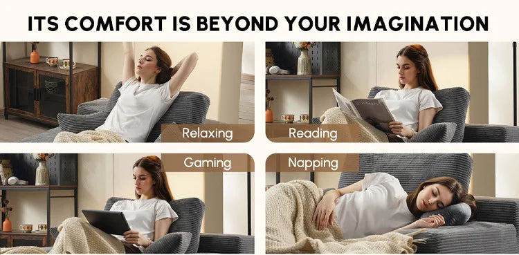 Vacuum compression sofa bed corduroy fabric living room villa bedroom sofa recliner
