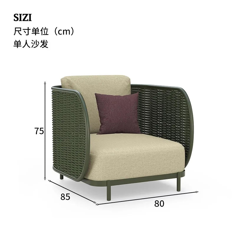 Outdoor sofa combination outdoor courtyard open-air villa living room hotel famous club rattan sofa
