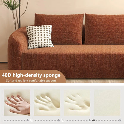 111" Modular Sectional Sofa Curved Back L-Shape Cloud Living Room Right Chaise Orange Customized