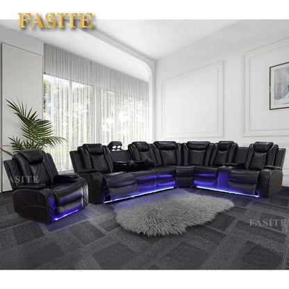 Nordic Power Recliner Sofa Sectional Couches with LED Light for Living Room