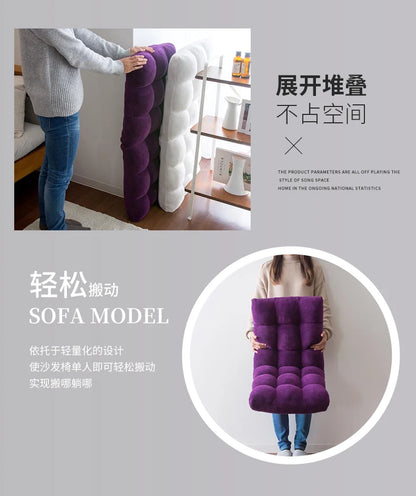 Foldable Floor Sofa Chair, Lazy Bag Bed for Living Room, Portable Lounger with Removable Cover, Easy Storage Ottoman for Bedroom