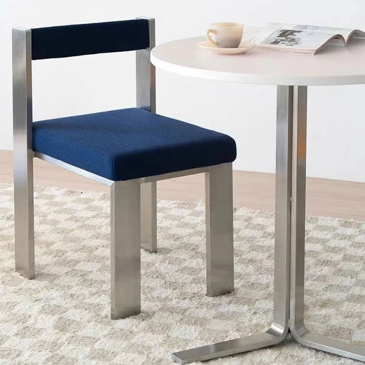 European Style Light luxury Retro Home Use Stainless Steel Dining Chair Advanced Design Living Room Bedroom Leisure Single Chair
