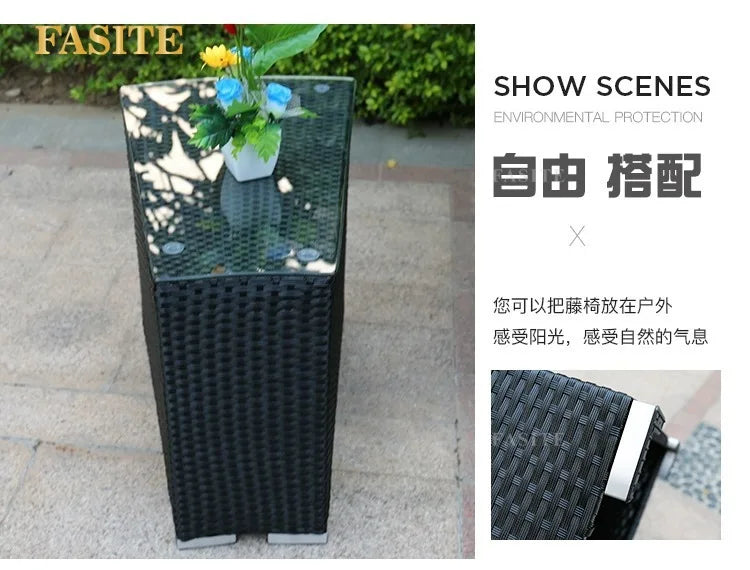 Outdoor round rattan sofa combination garden courtyard