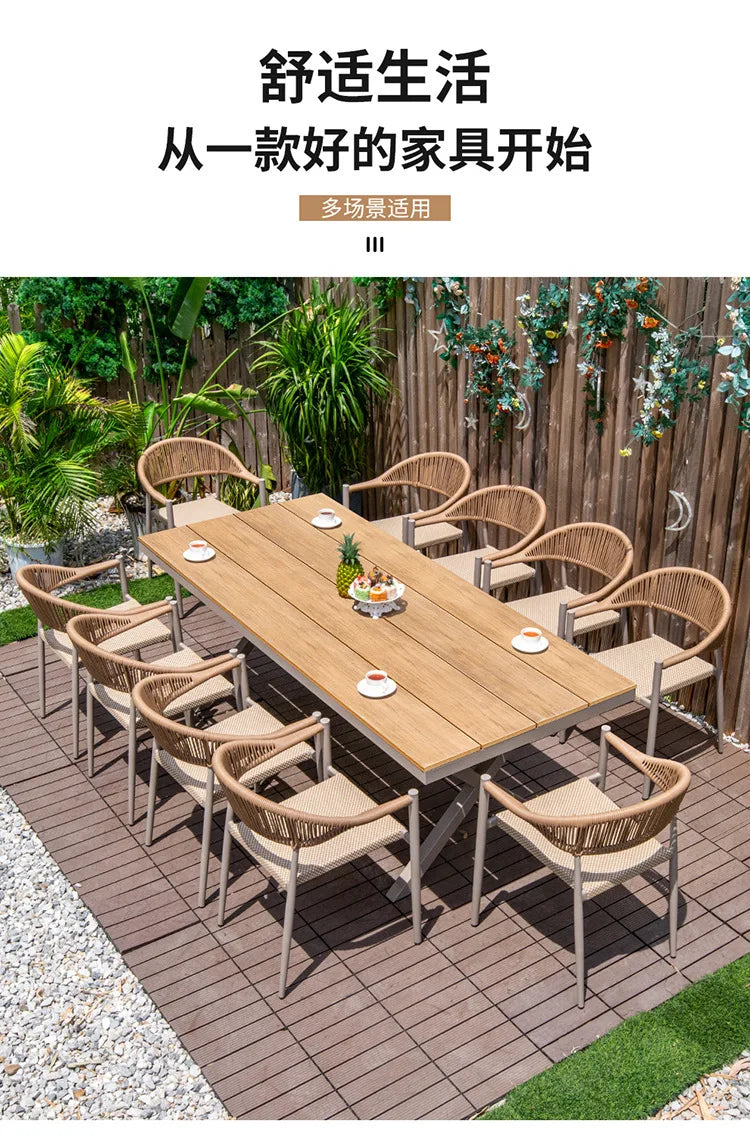 Outdoor table and chair courtyard villa leisure open-air balcony rattan chair Internet celebrity waterproof sunscreen garden