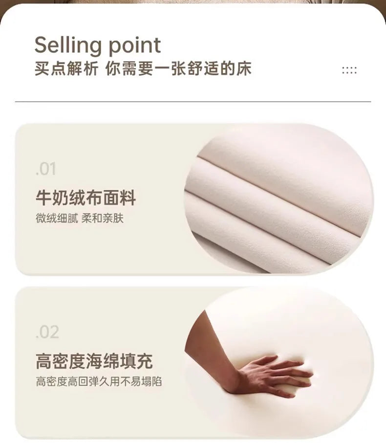 Fabric Round Bed Cream Wind Simple Double Wedding Light Luxury Adult Comfortable Bed Unusual High Quality Muebles Furniture