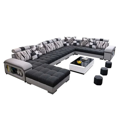 l # Modern Living Room Sectional Sofa U Shape 7 Seater Fabric Couch Luxury Sofa Set Multifunctional Corner Sofa With Usb Speaker