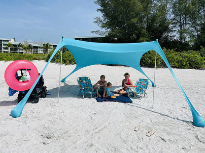 Family Beach Sunshade 2M*2.1M Large Area Lightweight Sun Shade Tent With Sandbag UPF50+ UV Large Portable Beach Canopy
