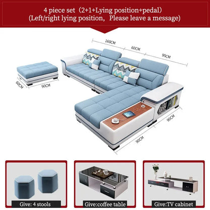 For living room minimalist modern large unit furniture set combination cotton and linen 2024 new technology fabric sofa