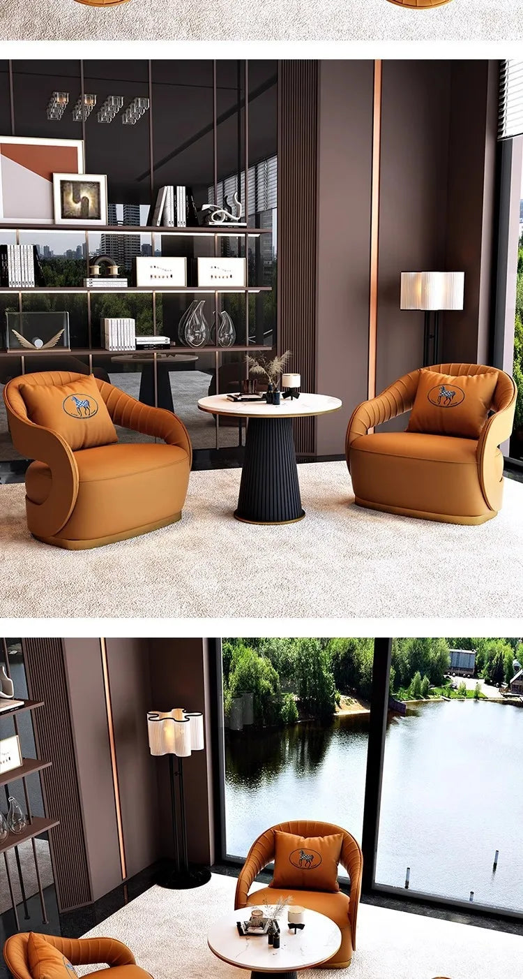 Office VIP Room Meeting Sofa Club Hotel Light Luxury Business Single Sofa Resting Area Negotiation Sofa Chair
