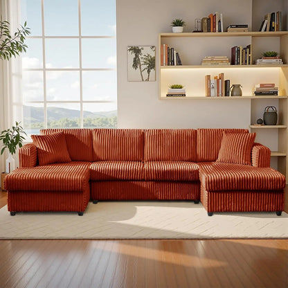 123" U-Shaped Sectional Sofa: Two L-Shape Chaise | 2 Cloud Couch Sectional with Two Pillows | Couches for Living Room