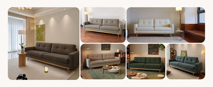 67.7-inch Mid-Century Modern Loveseat Sofa with Wooden Legs  for Living Room, Bedroom, or Office