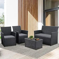 7-Piece Outdoor Patio Furniture Set: Wicker Sectional Sofa with Rattan Modular Conversation Area and Cushions