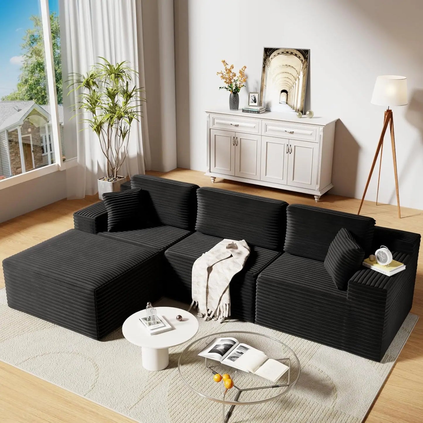 108" Cloud Sectional Couch Sofa with L-Shape Chaise, Modular Sectional Couch with Deep Seat for Living Room Bedroom