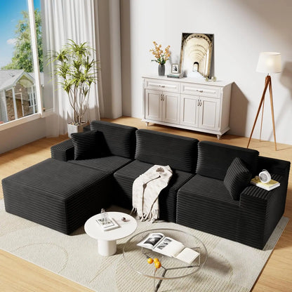 108" Cloud Sectional Couch Sofa with L-Shape Chaise, Modular Sectional Couch with Deep Seat for Living Room Bedroom