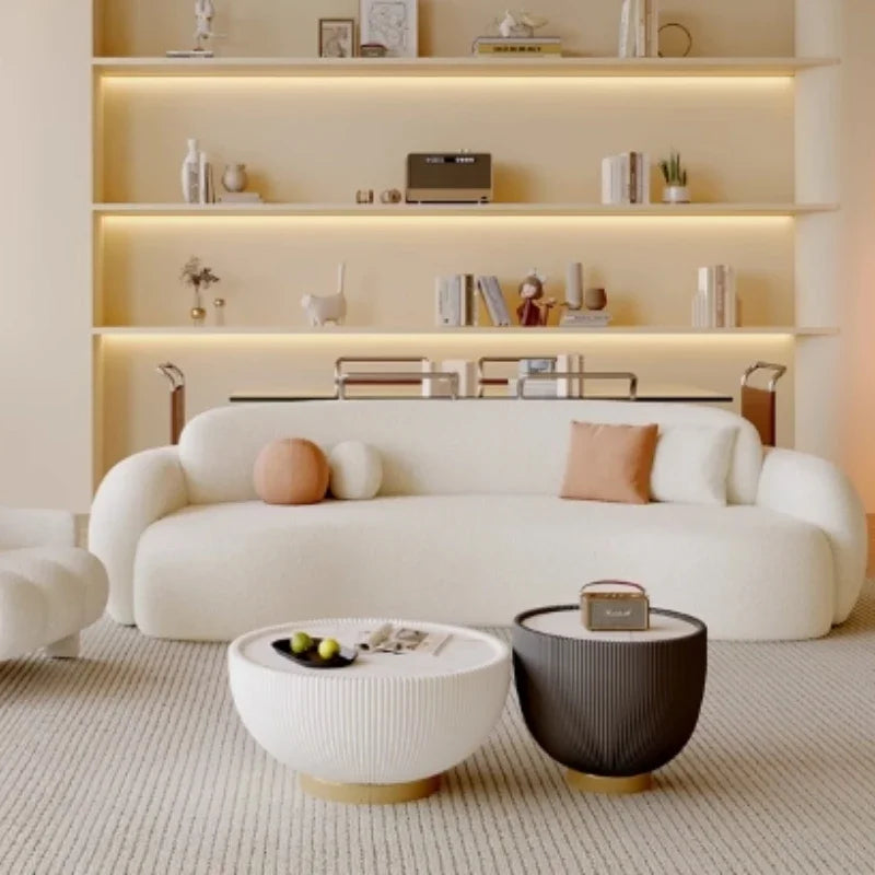 Curved Living Room Sofas Designer Beauty Salon Sofa Clothing Store Rest Area Reception Sofa Cream Style Living Room Furniture GL