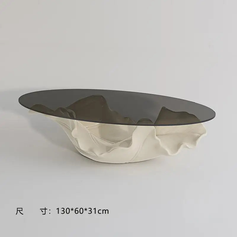 Table à thé moderne en verre de qualité supérieure, mobilier de luxe à une feuille de styliste artistique haut de gamme pour Table basse de salon