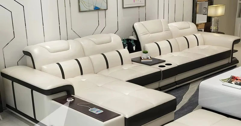 Modern Style Multifunctional Sofa Single Seat L-Shaped Combination Sofa With Massage Chair Leather Sofa Set With Speaker