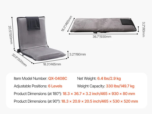 SucceBuy Floor Chair Recycled Foam Folding Sofa Chair Multifunctional Floor Chair with Back Support Ideal for Sleeping Reading