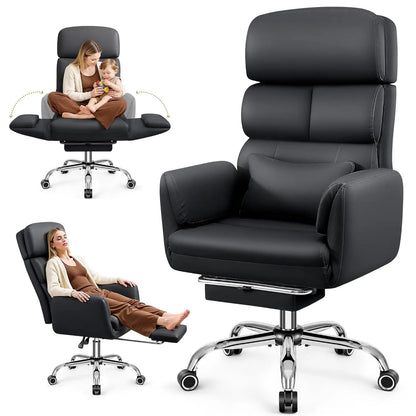 Big and Tall Office Chair 500LBS, Ergonomic High Back Leather Executive Chair, Reclining Swivel with Adjustable, Customized
