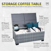 Outdoor Conversation Set PE Rattan Sectional Sofa Couch with Storage Table and Peacock Blue