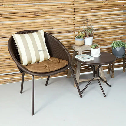 Outdoor Rattan Chair Garden Furniture Set Household Outdoor Balcony Leisure Table and Chair Three-piece Set Mini Coffee Table