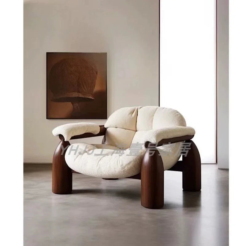 Comfortable solid wood sofa chair soft decoration living room casual armrest recliner