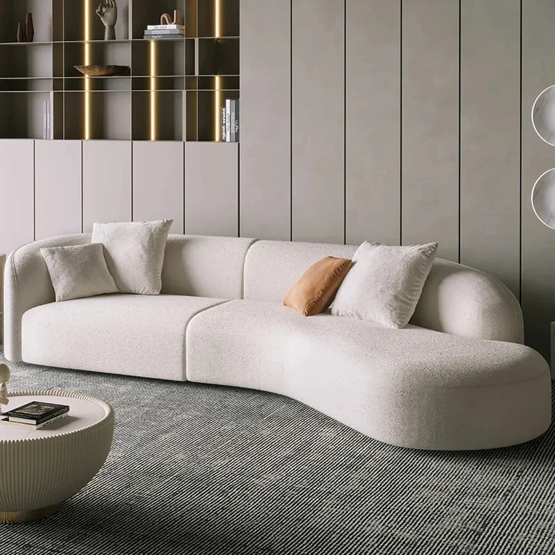 Home Sofa Set Furniture Couches Luxury Living Room Minimalist White Nordic Modern Boucle Couch Fabrics Semi Round Sofa
