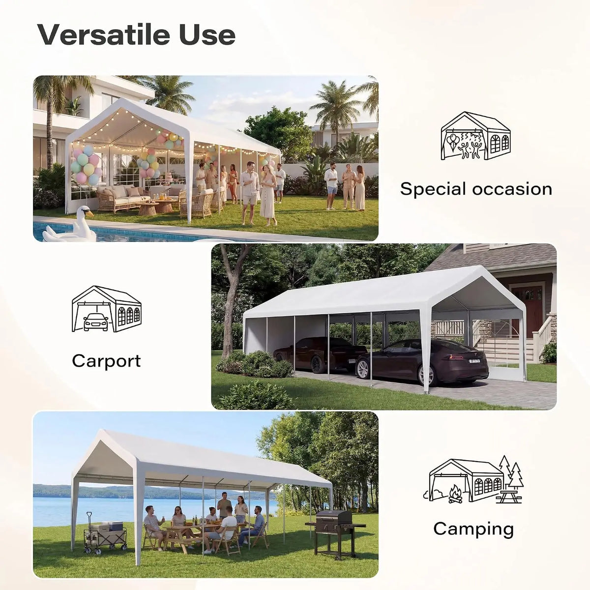 10x30 Party Tent Canopy, Heavy Duty Event Shelter Tent with Removable Sidewalls & Steel Frame, White Wedding Canopy for, Custom