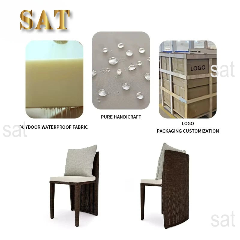 Luxury Round Patio Furniture with Fire Pit Rattan Chairs and Patio Tables Restaurant