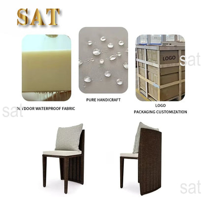 Luxury Round Patio Furniture with Fire Pit Rattan Chairs and Patio Tables Restaurant