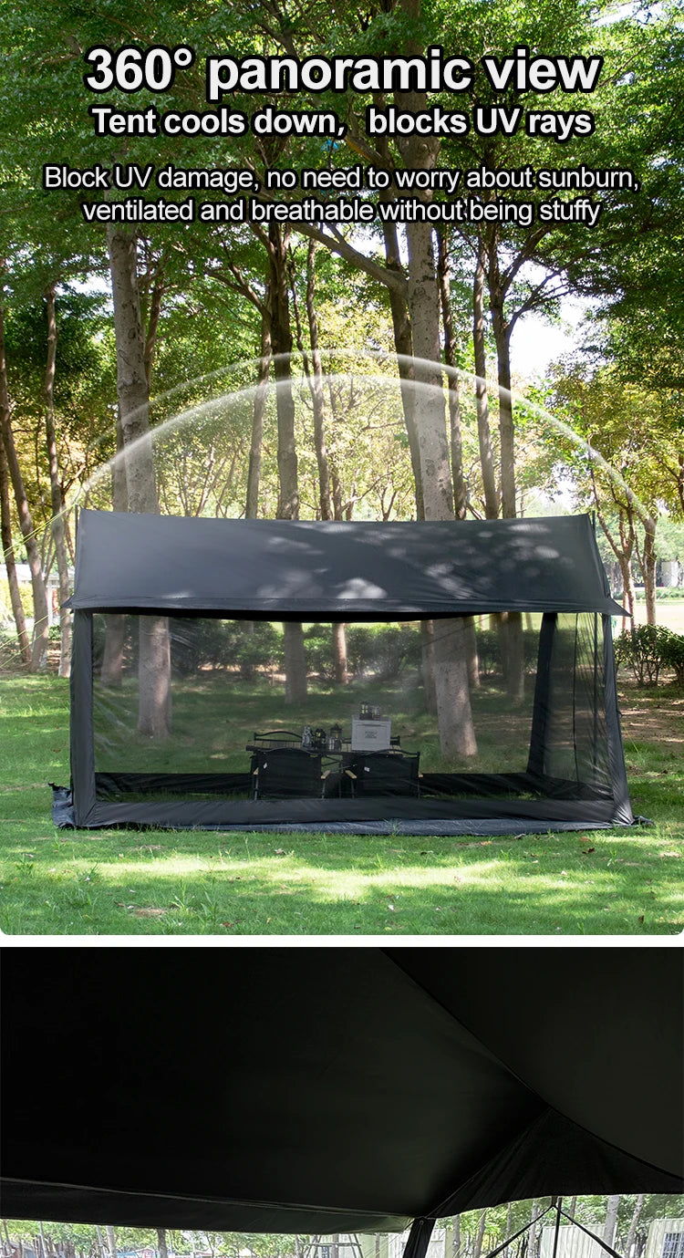 Large Camping Tent, 210D Waterproof Sun Protection, Portable Folding Anti-Mosquito Family Tent for Outdoor Beach Park