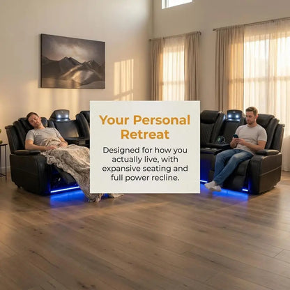 Power Recliner Set with LED, Cup Holders & Home Theater