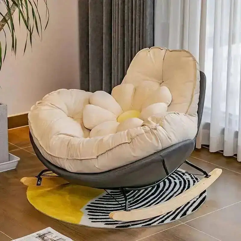 Nordic Sofa Style Single Rocking Chair Lazy Balcony Living Room Bedroom Leisure Can Lie Can Sleep Luxury Eggshell Penguin Chair