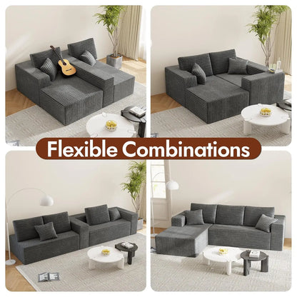 Boneless Couch For Living Room, Modular Sectional Sofa With L-Shape Chaise, Cloud Couch With Deep Seat, Modern Living Room Furni