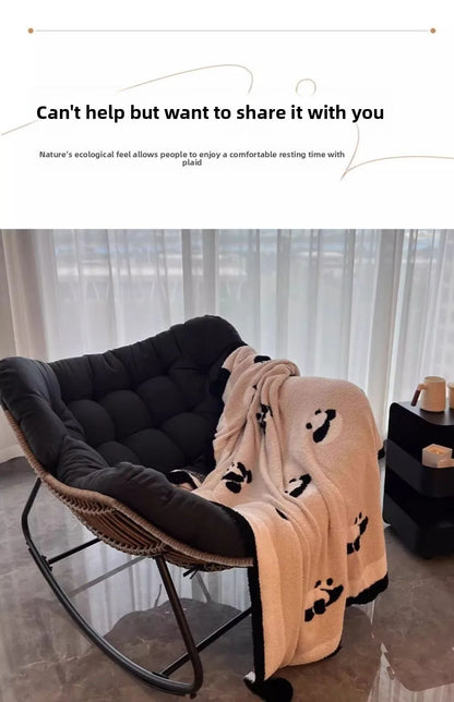 PE Rattan Weave Rocking Chair Lie Down or Sleep Lunch Break Chair Living Room Balcony Chaise Longue Adult Kid Recliner Lazy Sofa