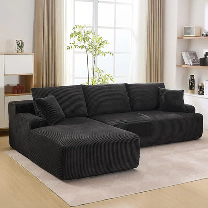 L-Shaped 106 Deep Seated Cloud Sectional Sofa with Chaise, Comfortable Corduroy, Oversized Living Room Couch, No Assembly Needed