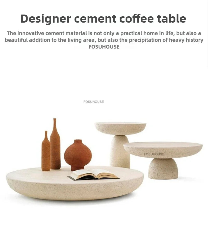 Small Apartment Stone Round Side Tables Wabi-sabi Style Cement Coffee Tables Designer Medieval Style Tea Table Home Furniture