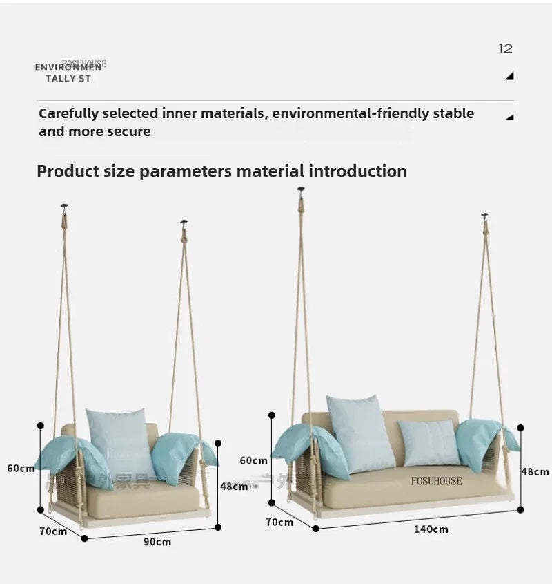 Nordic Patio Swings Indoor Balcony Hanging Basket Chair Home Single Double Rope Hanging Basket Hanging Chairs Outdoor Furniture