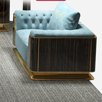Luxury Modern Fabric 3 Seater French Couch Design Wooden Frame Moroccan Floor Black and Gold Sofa Living Room Sofa Set Furniture