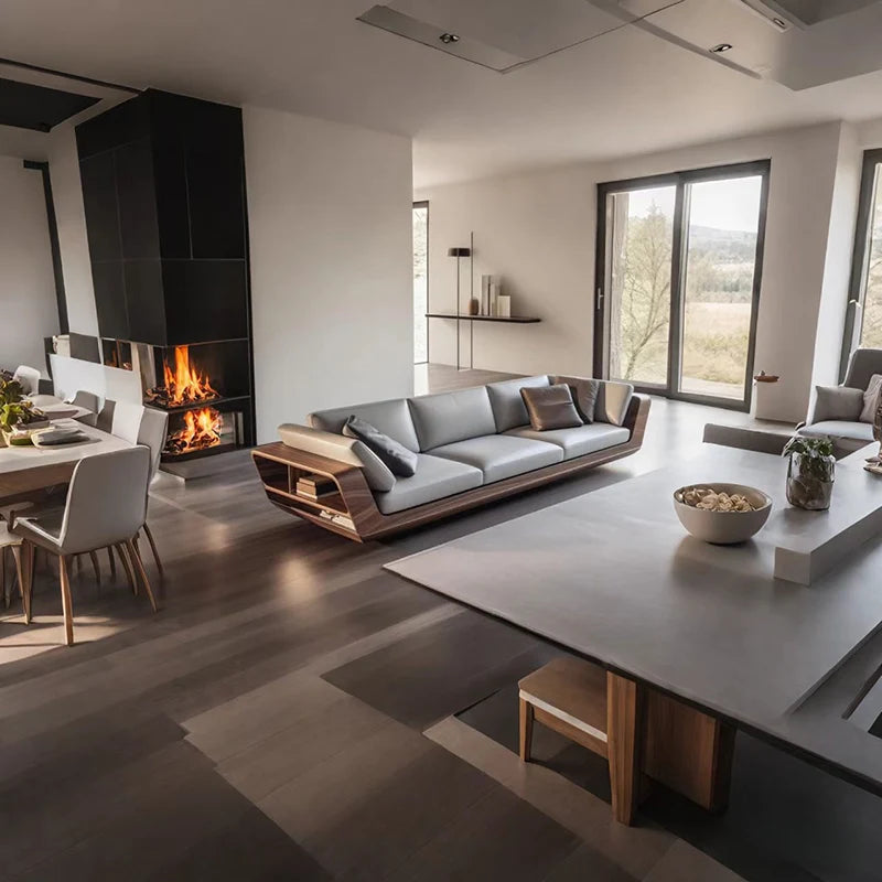 Italian minimalist, solid wood Nordic simple sofa living room villa hotel high-end straight row