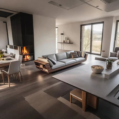 Italian minimalist, solid wood Nordic simple sofa living room villa hotel high-end straight row