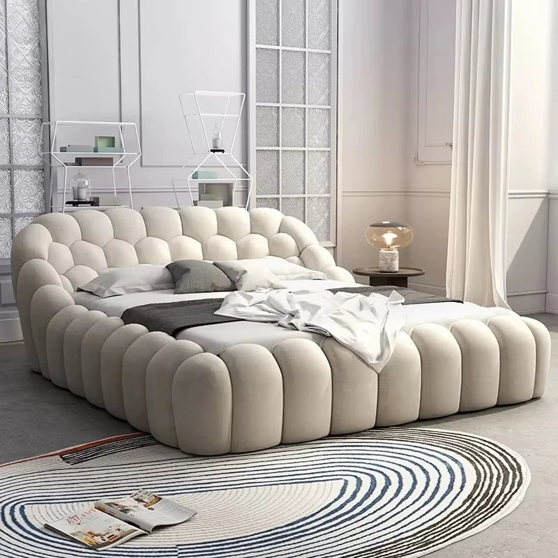Bubble Beds Bedroom Furniture Sets Female Upholstered Cream Wind French Floor Bed Korean Princess Home King Queen Size Bed