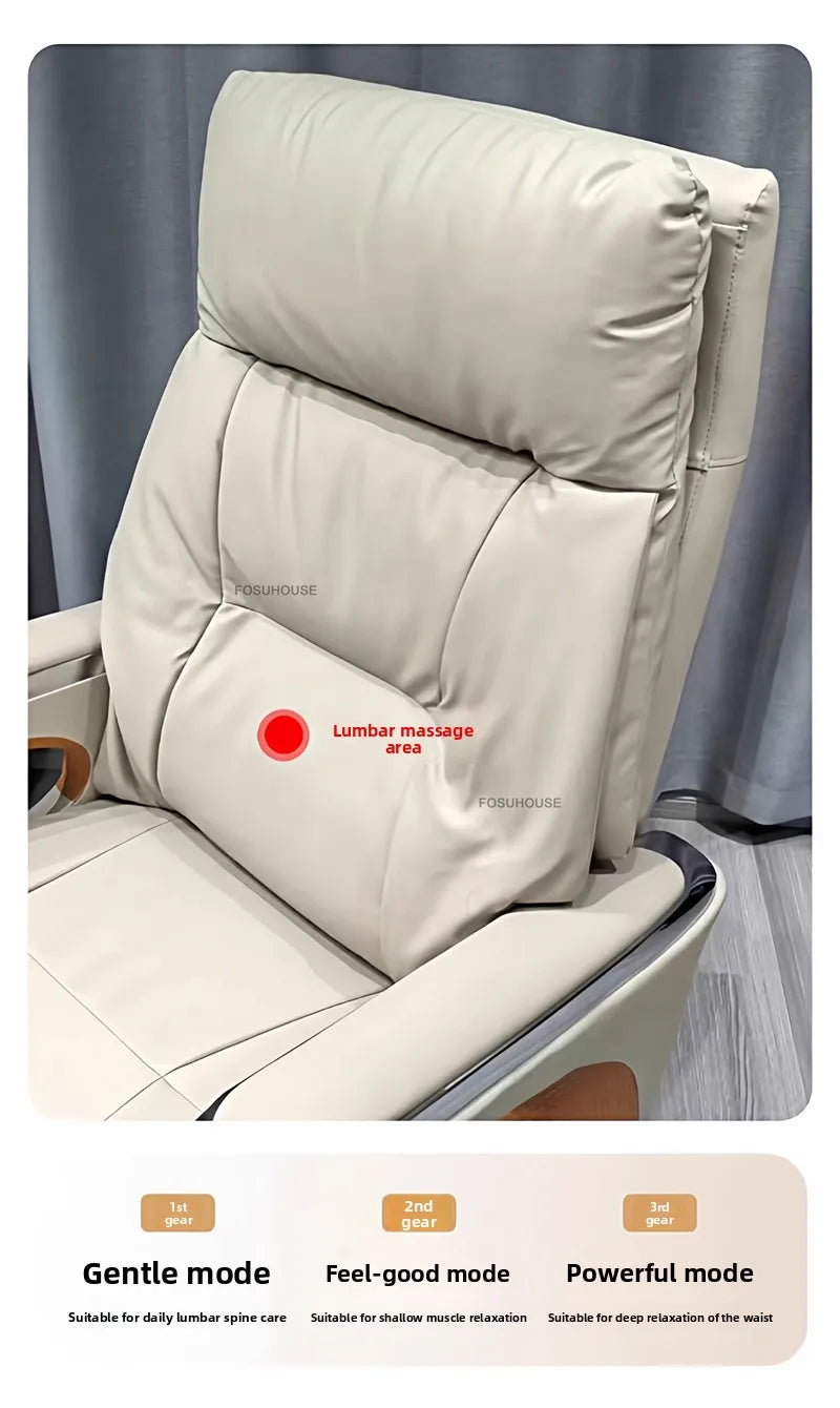 Nordic Leather Executive Computer Armchair Electric Reclining Office Chairs European Bedroom Furniture Home Ergonomic Desk Chair