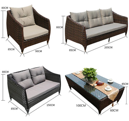 Leisure Courtyard Garden Sofas Outdoor Simple Homestay Coffee Table Garden Sofa Terrace Pe Rattan Furniture Sofá Exterior MHHYSF