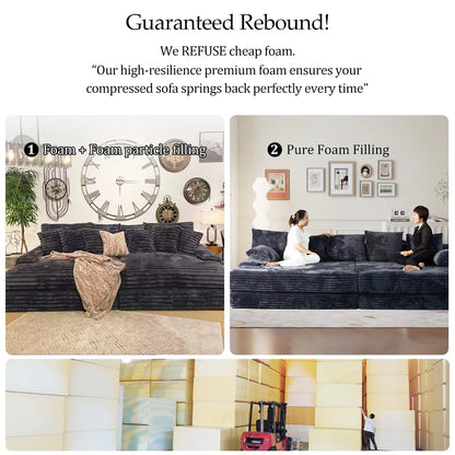 Ultra Vacuum Rolled Couch for Villa Upholstered Furniture Set Super Large & Super Soft Pure Sponge Fabric Compressed Sofa