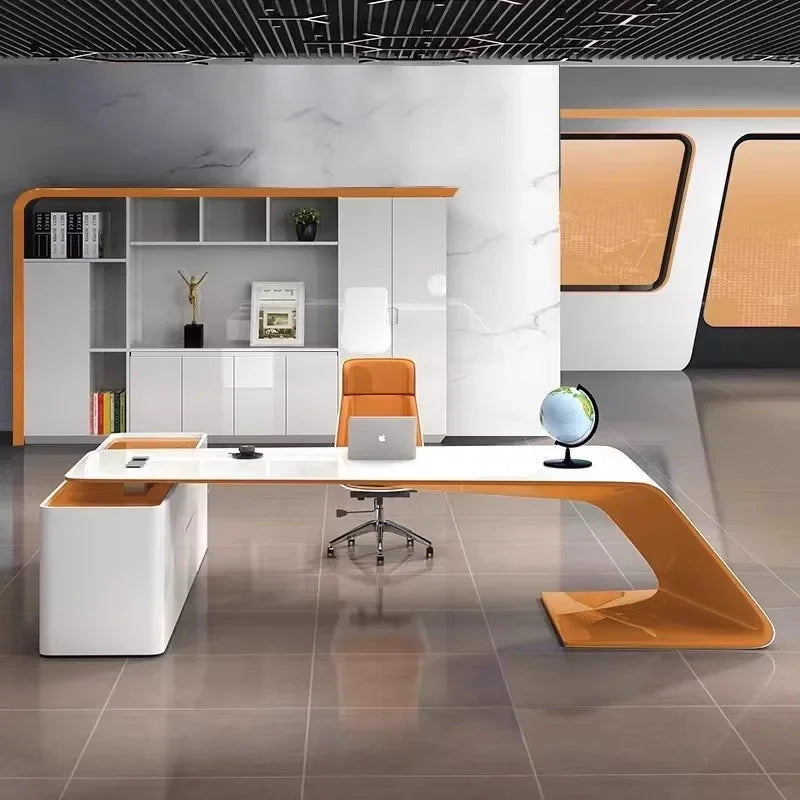 L Shaped Wooden Designer Office Desks Modern Luxury Drawers Large Computer Desks Asthetic Study Escritorio Office Furniture