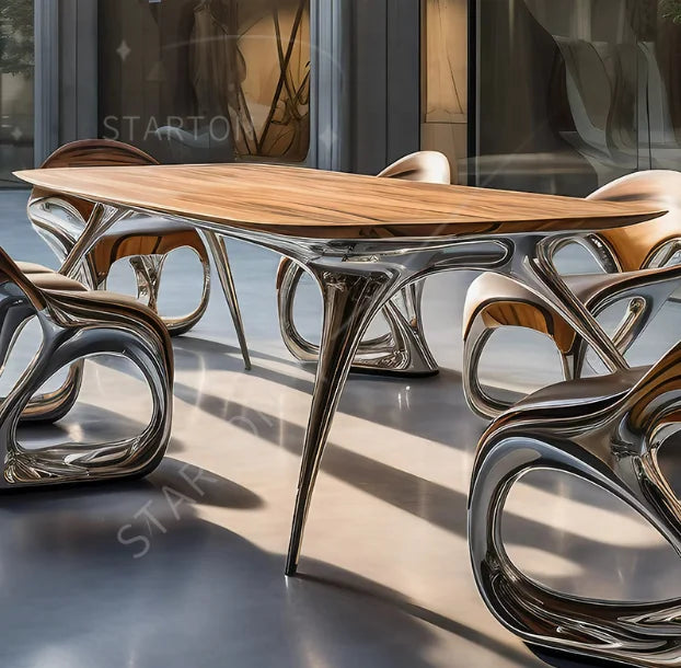 Luxury Dining Chair Set Modern Art Design with Unique Electroplating for Living Room Furniture Hotel Villa or Mall