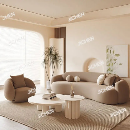 Curved Sofa Small Apartment Special-shaped Brown Bed And Breakfast Beauty Salon Clothing Store Office Rest Area Reception