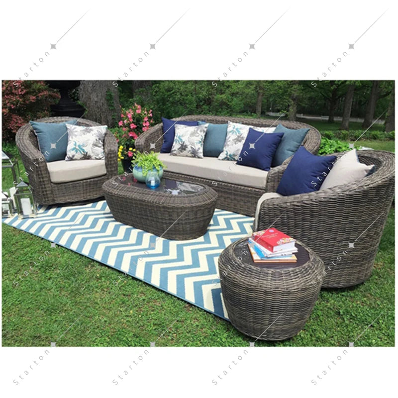 Aluminum Outdoor Garden Chair Rattan Furniture Set Rope Furniture Set Garden Sectional Sofa Set